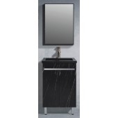黑岩石紋不銹鋼面盆櫃連單門鏡櫃套裝500x400mm(BR500SET)
