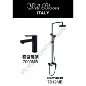 Well Bloom Italy 熱賣700系列純黑龍頭連雨淋套裝(700MBSET)