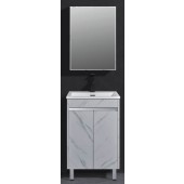 大理石紋不銹鋼面盆櫃連單門鏡櫃套裝500x400mm(WR500SET)