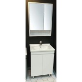 白色不銹鋼面盆櫃連雙門鏡櫃套裝600x460mm(BS250360466080)